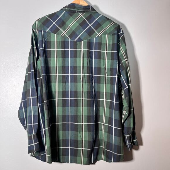 Canyon Guide Plaid Button Down Shirt Mens 2XL Green Blue Woven Workwear - Picture 2 of 8